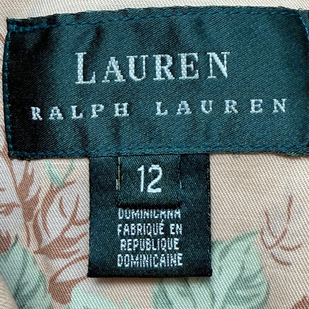 Lauren Ralph Lauren Floral Blazer Jacket Womens 12 Tan Pink Stretch Cottagecore - Picture 4 of 11
